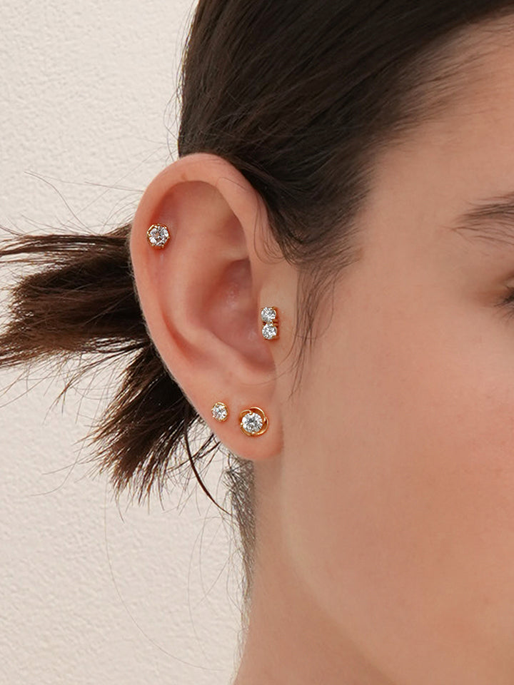 14K Solid Gold Lab Diamond Rose Internally Threaded Labret Piercing 20G