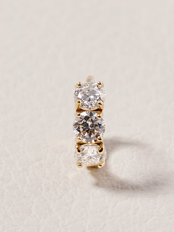 14K 18K Solid Gold Lab Diamond Mini Daily Cartilage Hoop Earring