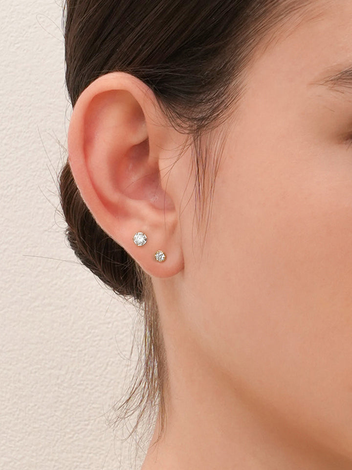 14K Solid Gold Lab Diamond Grace Cartilage Earring 20G18G16G