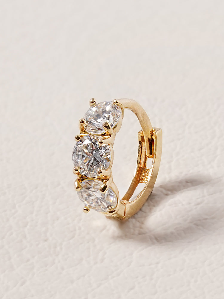 14K 18K Solid Gold Lab Diamond Mini Daily Cartilage Hoop Earring