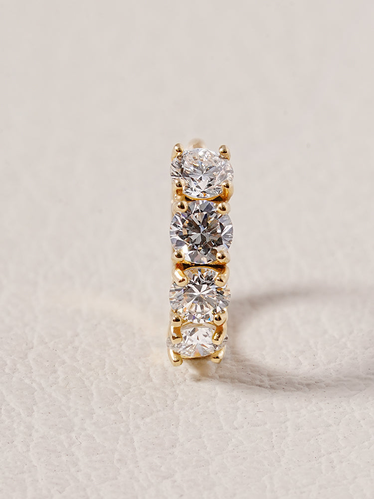 14K 18K Solid Gold Lab Diamond Mini Daily Cartilage Hoop Earring