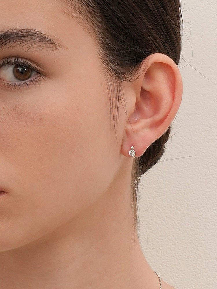 14K 18K Solid Gold Lab Diamond Mini Rediant Cartilage Hoop Earring