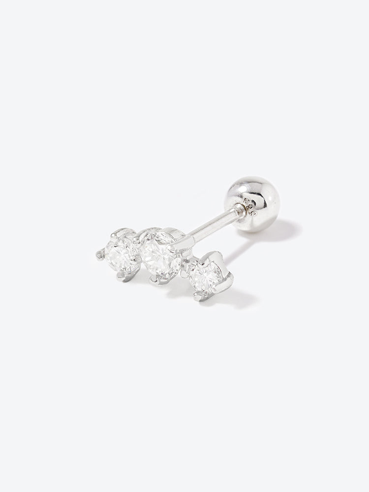 14K Solid Gold Lab Diamond Twinkle Crown Cartilage Earring 20G18G16G