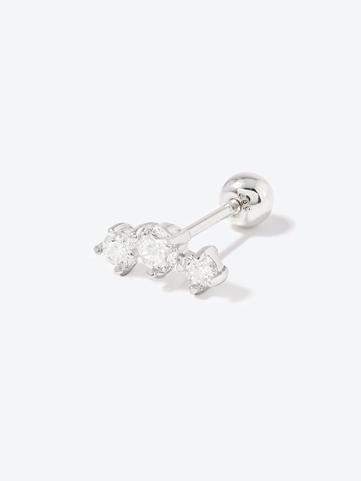 14K Solid Gold Lab Diamond Twinkle Crown Cartilage Earring 20G18G16G