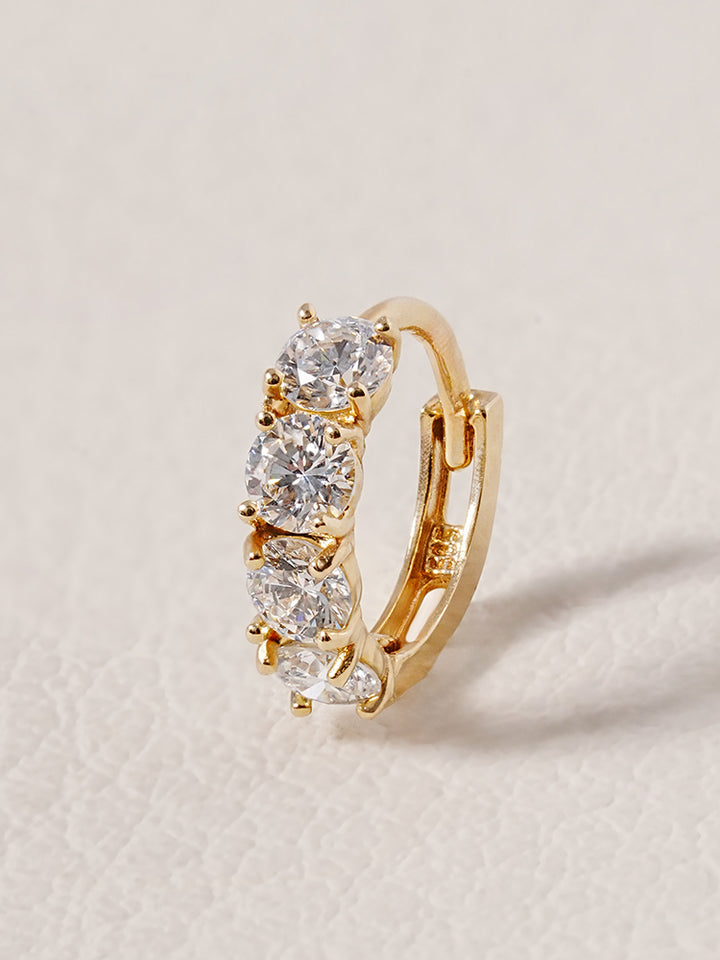 14K 18K Solid Gold Lab Diamond Mini Daily Cartilage Hoop Earring