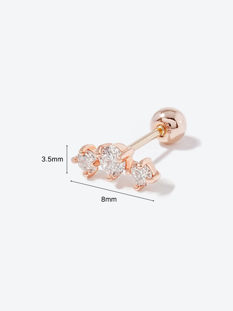 14K Solid Gold Lab Diamond Twinkle Crown Cartilage Earring 20G18G16G