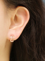 14K Gold Two Line Pentagon Conch Hoop Earring