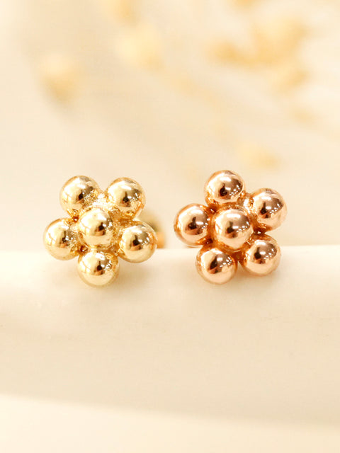 14K Gold Lovely Voluminous Flower Cartilage Earring 18G16G