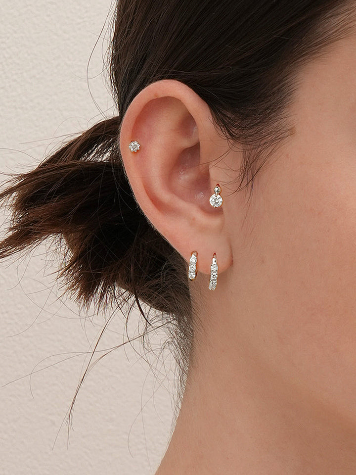 14K 18K Solid Gold Lab Diamond Mini Rediant Cartilage Hoop Earring