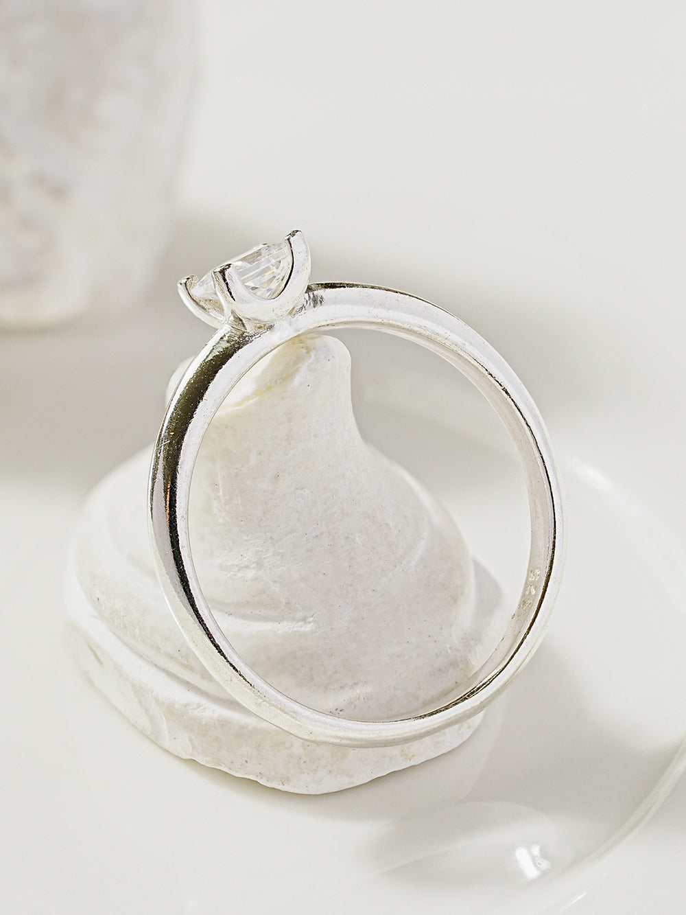 925 Silver Square Crystal Ring