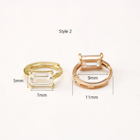 14K Gold Mini Cubic Hoop Earring