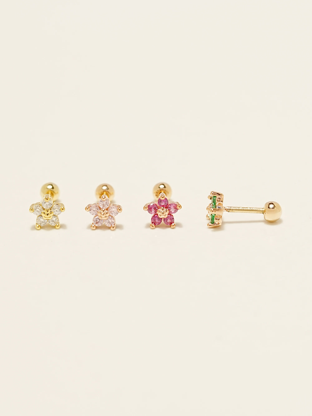 14KGF Colorful Point Flower Earring 20G