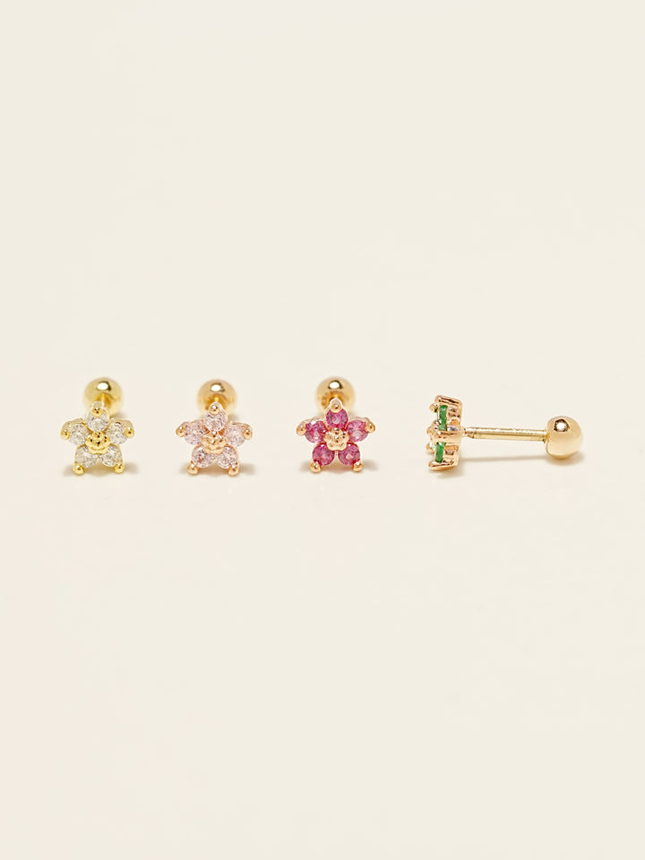 14KGF Colorful Point Flower Earring 20G