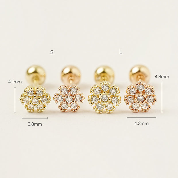 14K Gold Dandelion Cartilage Earring 20G