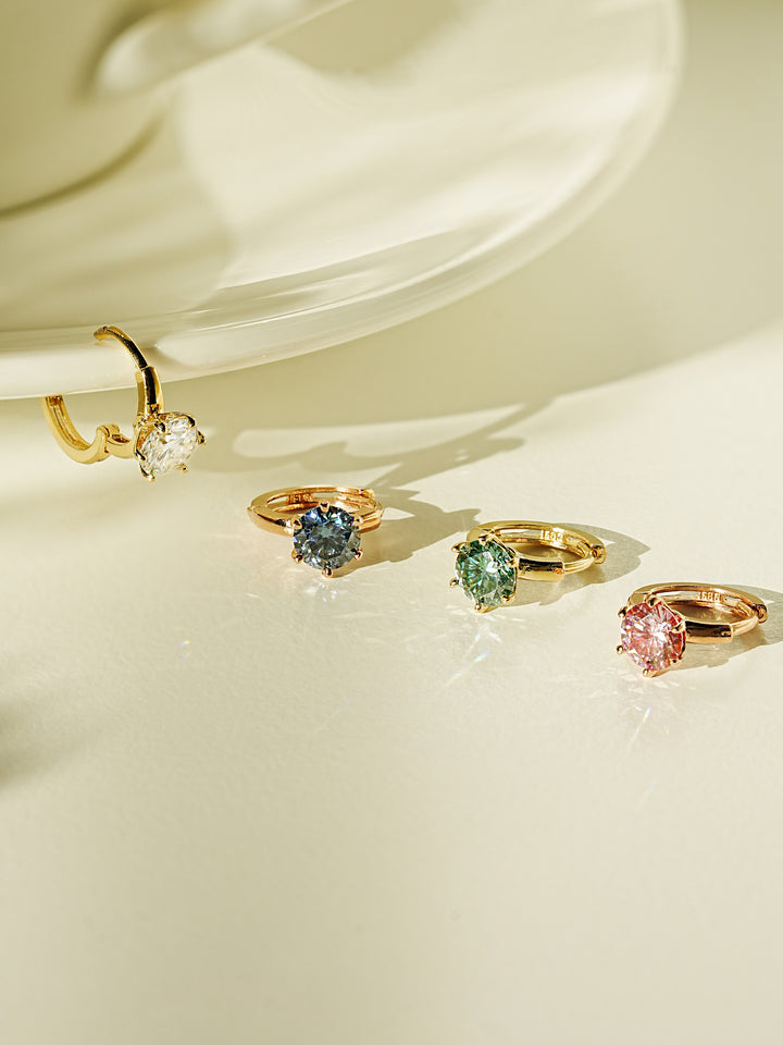 14K 18K Gold Moissanite Dia Color Cartilage Hoop Earring S,M,L