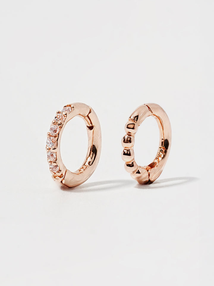 14K Solid Gold Mini Ball Cubic Segment Cartilage Hoop Earring