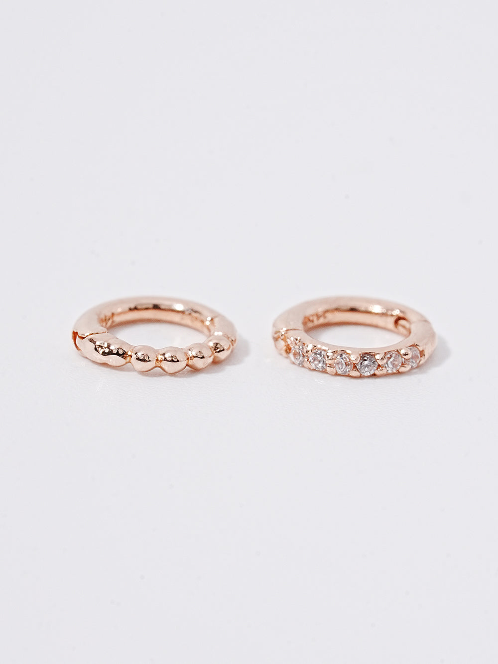 14K Solid Gold Mini Ball Cubic Segment Cartilage Hoop Earring
