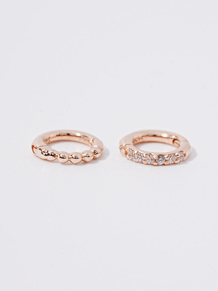 14K Solid Gold Mini Ball Cubic Segment Cartilage Hoop Earring