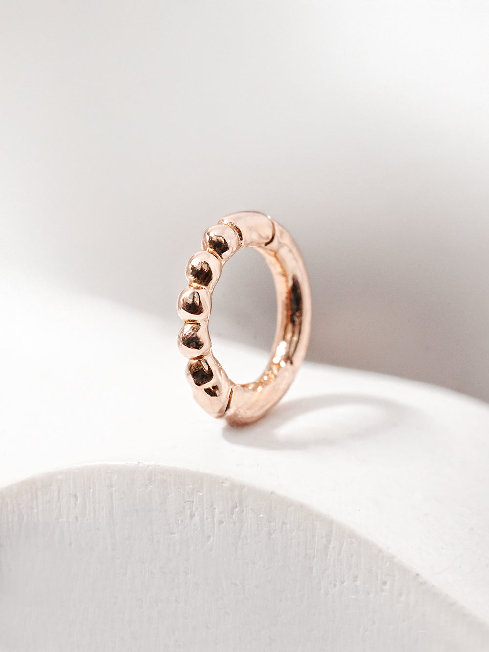 14K Solid Gold Mini Ball Cubic Segment Cartilage Hoop Earring