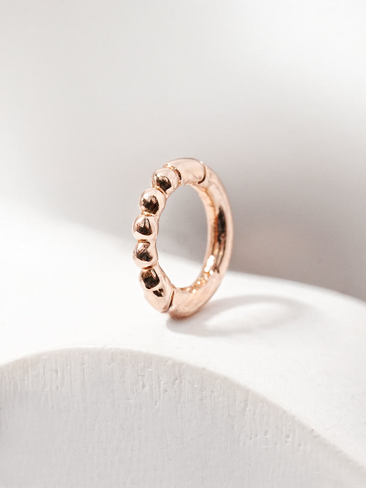 14K Solid Gold Mini Ball Cubic Segment Cartilage Hoop Earring