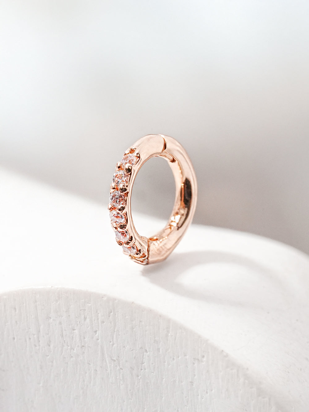 14K Solid Gold Mini Ball Cubic Segment Cartilage Hoop Earring