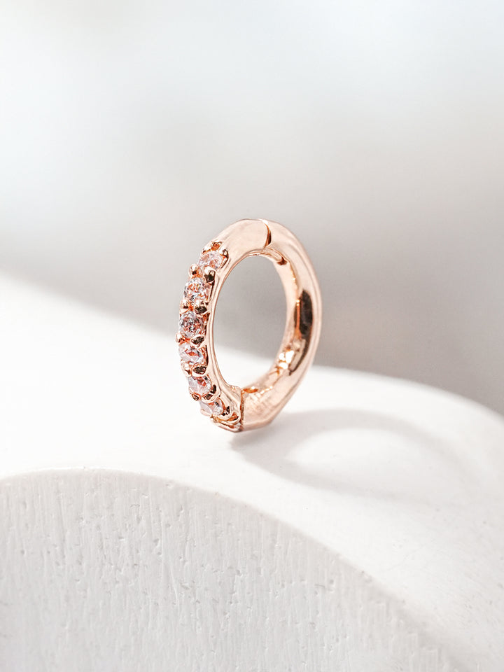 14K Solid Gold Mini Ball Cubic Segment Cartilage Hoop Earring