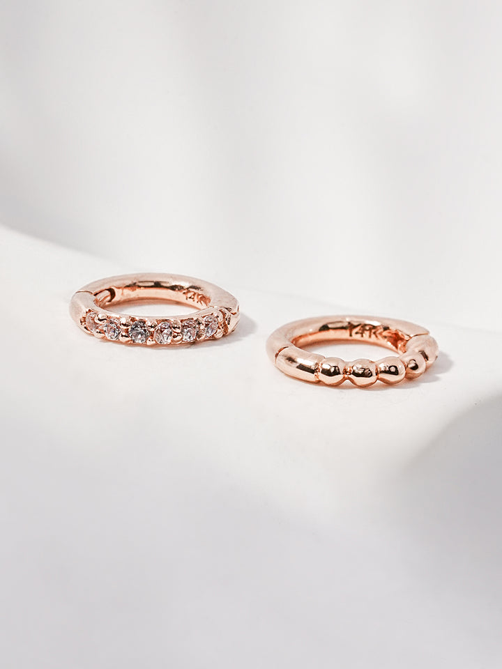 14K Solid Gold Mini Ball Cubic Segment Cartilage Hoop Earring
