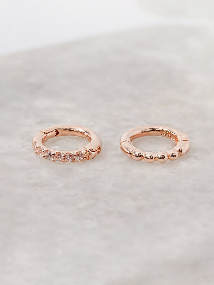 14K Solid Gold Mini Ball Cubic Segment Cartilage Hoop Earring