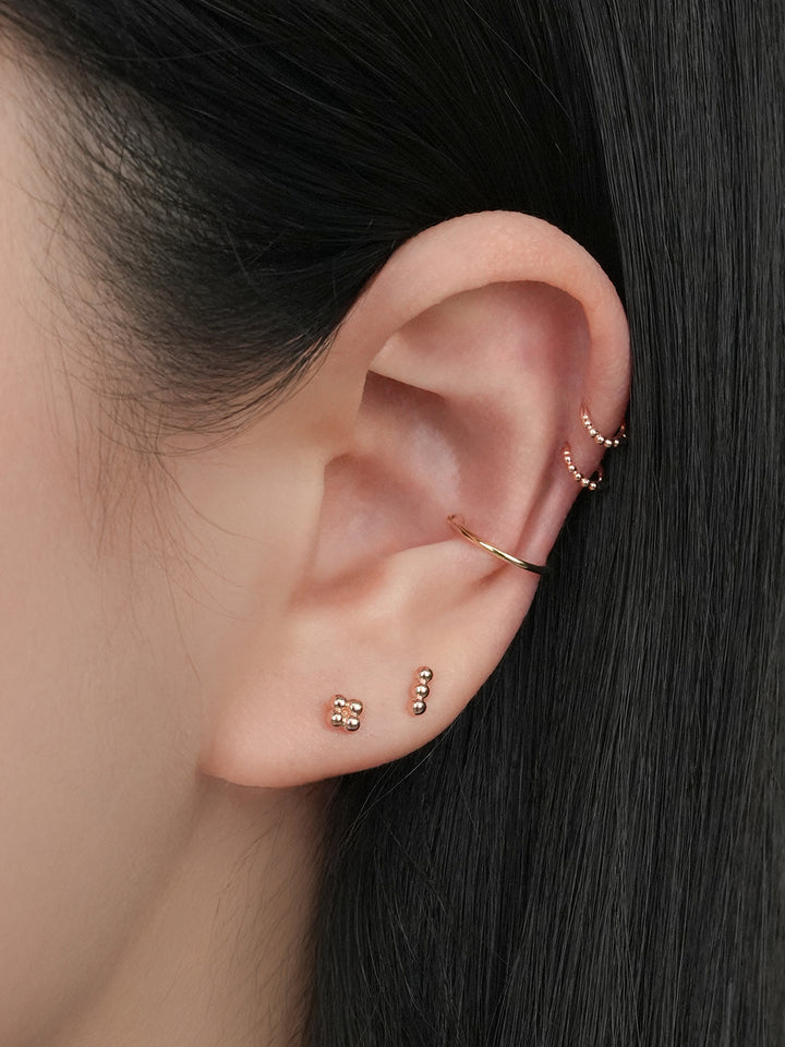 14K Solid Gold Mini Ball Cubic Segment Cartilage Hoop Earring
