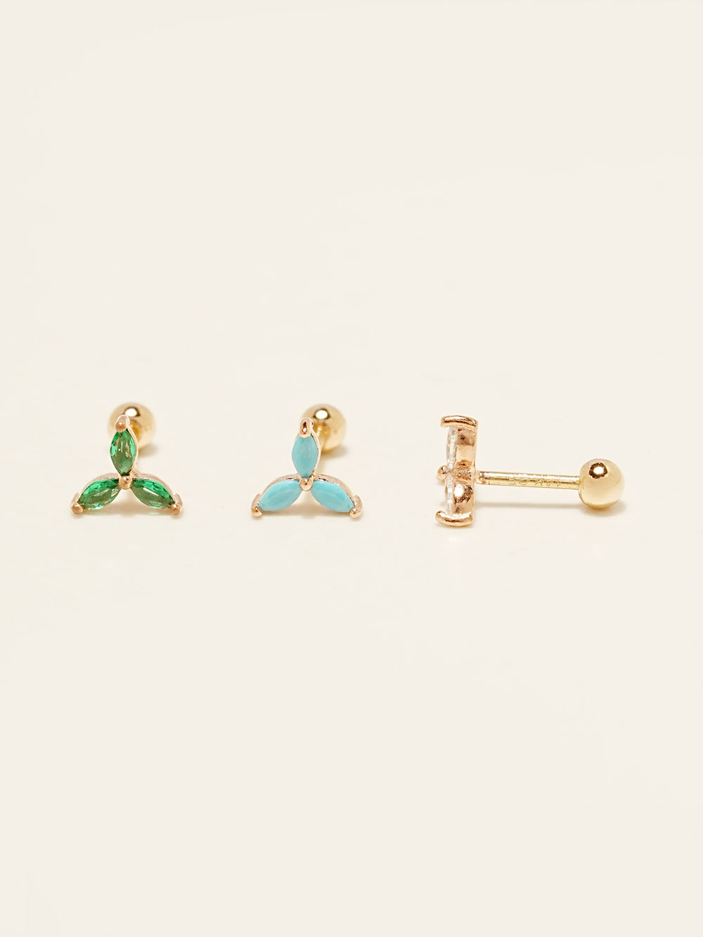 14KGF Colorful Breeze Leaf Earring 20G