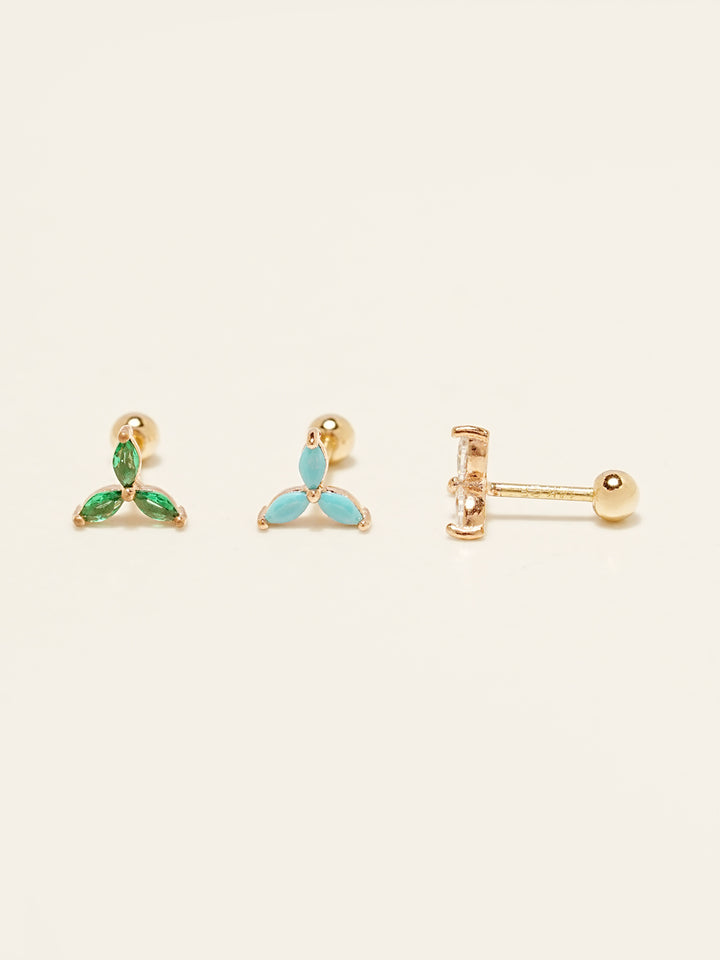 14KGF Colorful Breeze Leaf Earring 20G