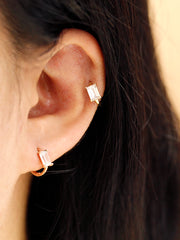 14K Gold Mini Cubic Hoop Earring