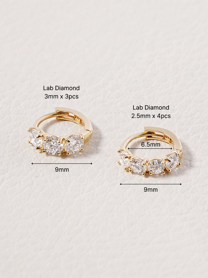 14K 18K Solid Gold Lab Diamond Mini Daily Cartilage Hoop Earring