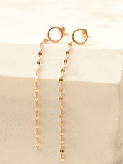 14K Gold Cutting Drop Chain Circle Earring 20G18G16G