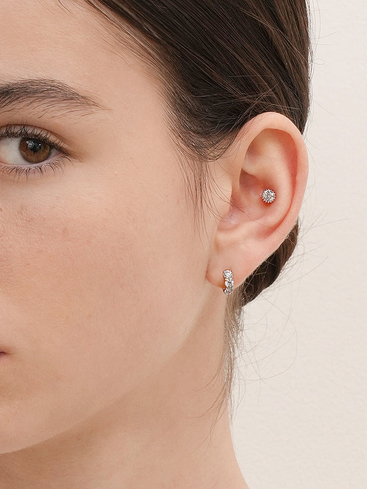 14K 18K Solid Gold Lab Diamond Mini Daily Cartilage Hoop Earring