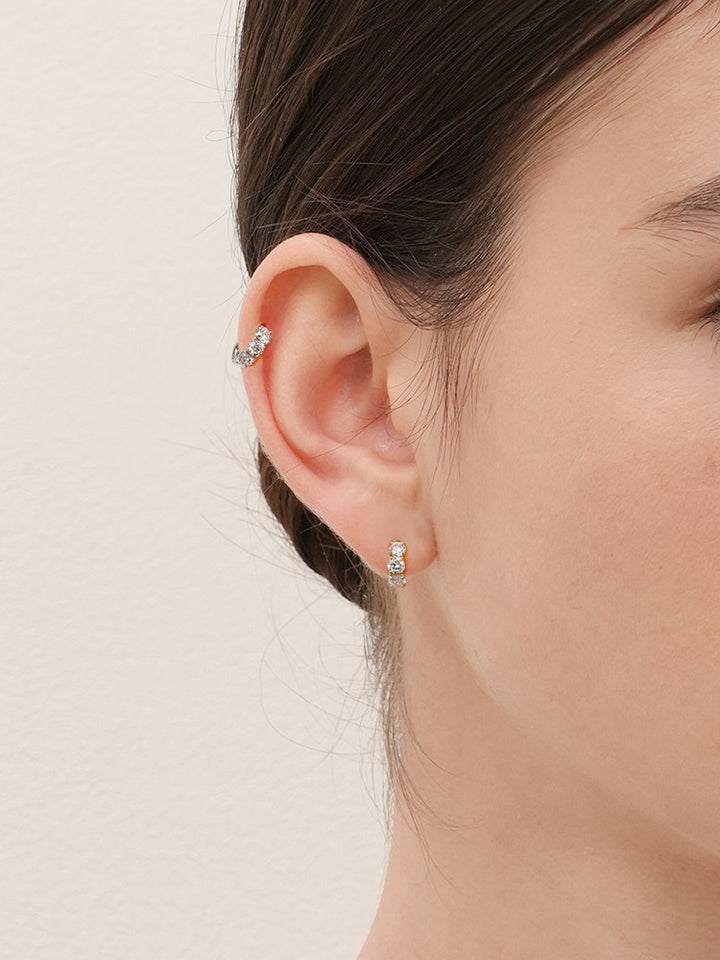 14K 18K Solid Gold Lab Diamond Mini Daily Cartilage Hoop Earring