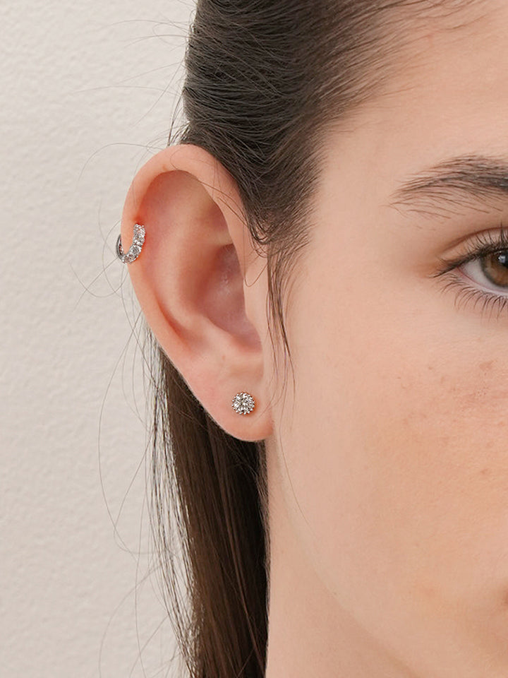 14K 18K Solid Gold Lab Diamond Mini Daily Cartilage Hoop Earring