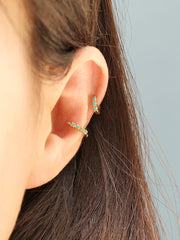 14K Gold Turquoise Conch Hoop Earring