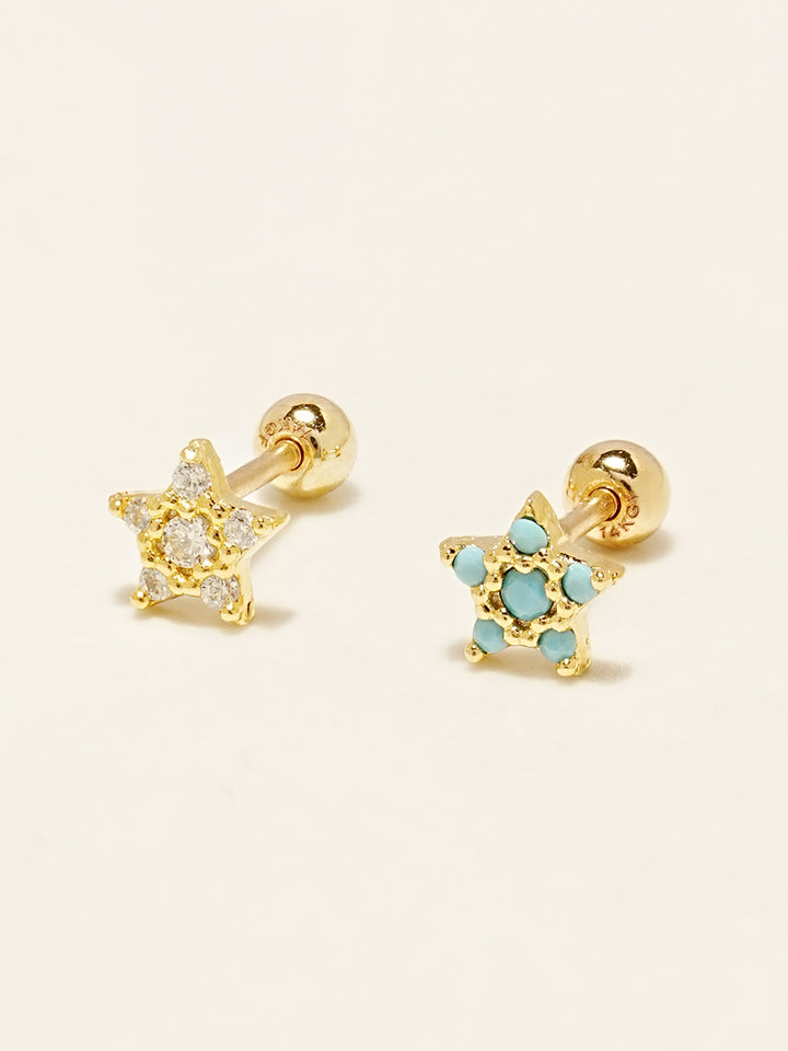 14KGF Colorful Magic Flower Earring 20G