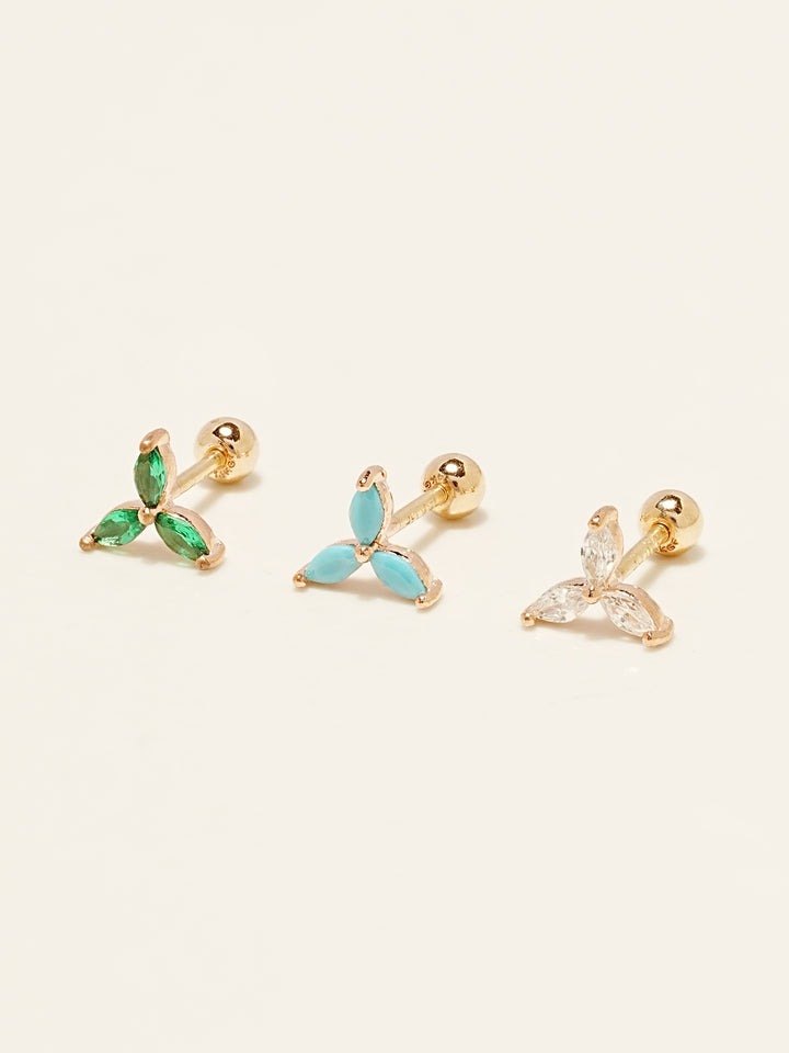 14KGF Colorful Breeze Leaf Earring 20G