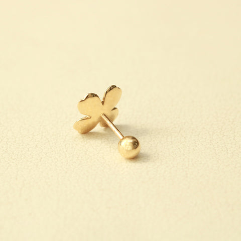 14K Gold 4 Petal Flower Cartilage Earring 20G18G16G