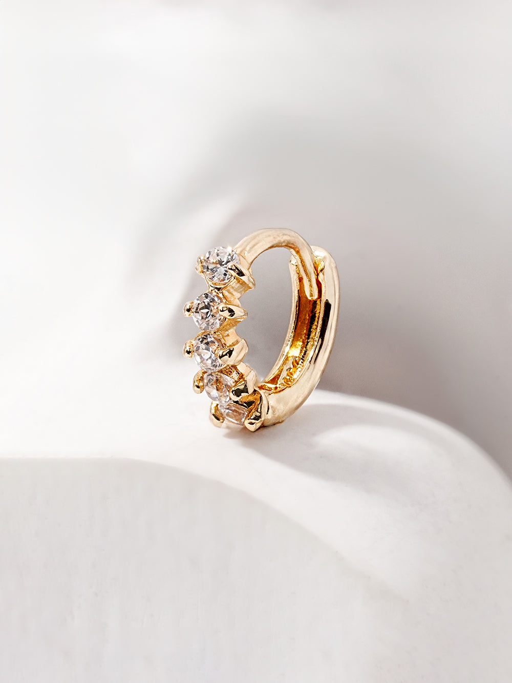 14K Solid Gold Mini Layered Cartilage Hoop Earring