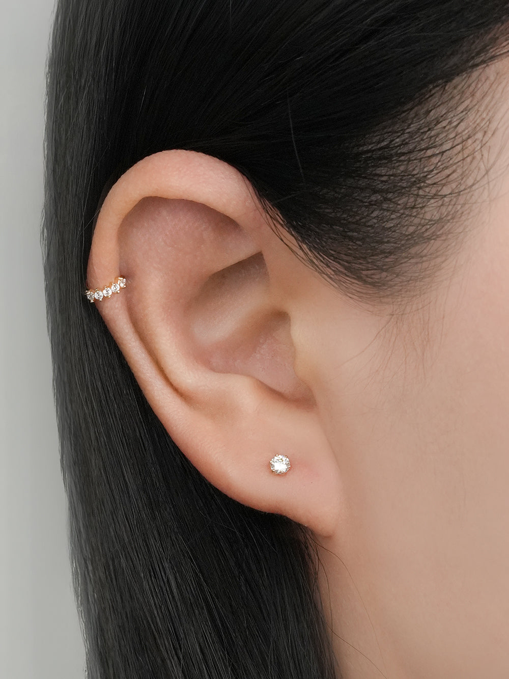 14K Solid Gold Mini Layered Cartilage Hoop Earring