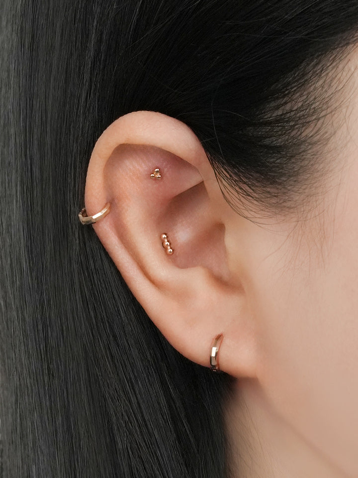 14K Solid Gold Mini Layered Cartilage Hoop Earring