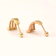 14K Gold Three Line Cubic Cartilage Earring 20G18G16G