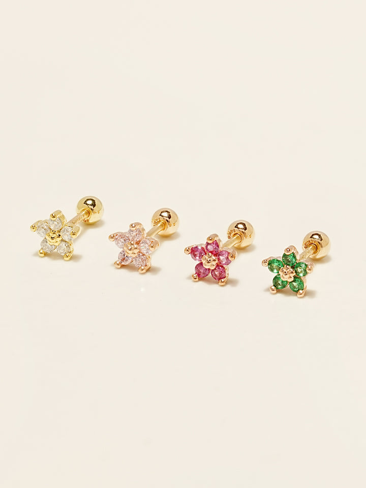 14KGF Colorful Point Flower Earring 20G
