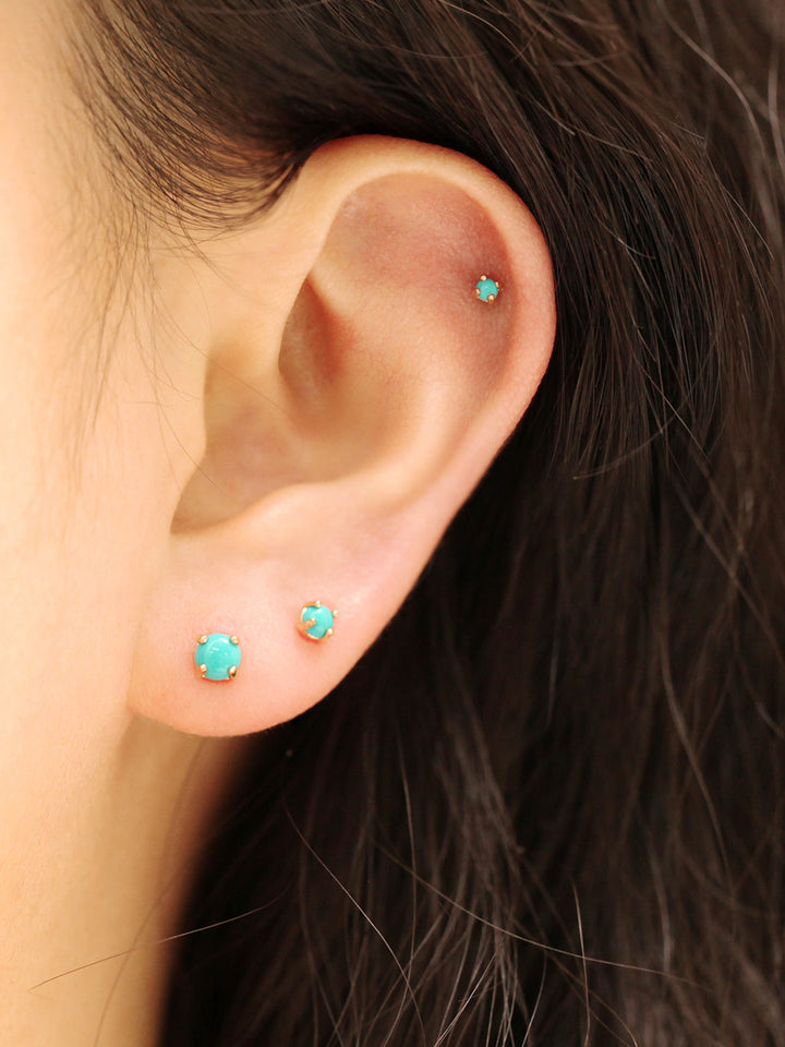 14K Gold Daily Opal Cartilage Earring 2mm, 3mm, 4mm 20G