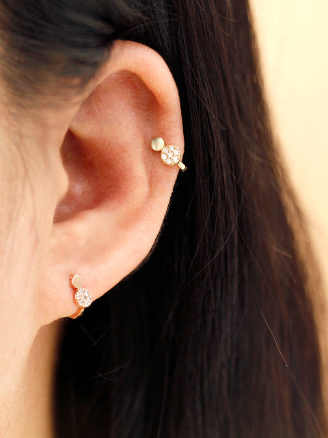 14K Gold Mini Cubic Hoop Earring