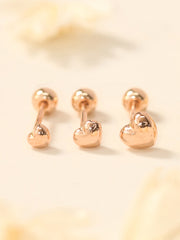 14K Gold Minimi Bean Heart Cartilage Earring 20G18G16G