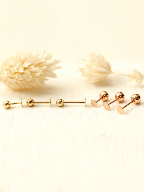14K Gold Two Way Ball Labret Earring 20G